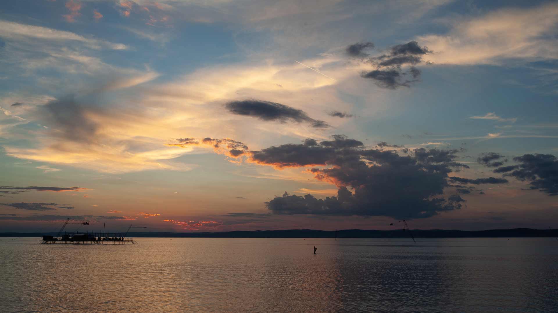 Panoramic view of Lake Balaton – Twilight at Aranypart Camping